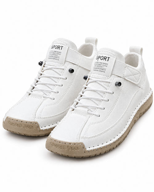 Sneakers Eva comode con suola ammortizzante, colore Bianco, vista di tre quarti