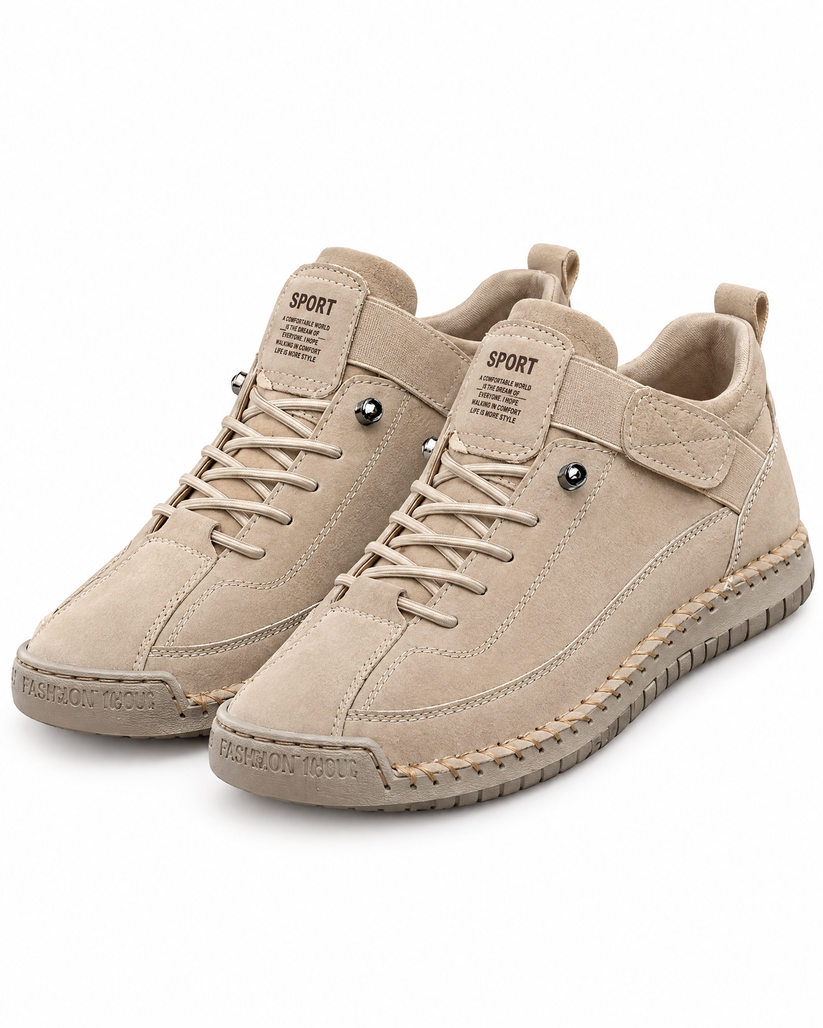 Sneakers Lina comode con suola ammortizzante, colore Beige, vista di tre quarti