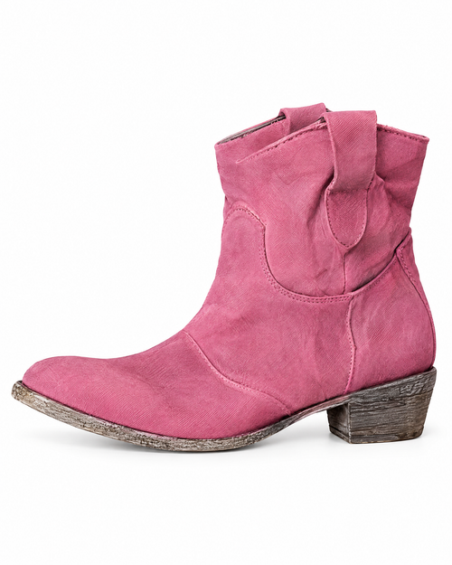 Stivaletti texani Camilla con tacco basso, colore Rosa, vista laterale