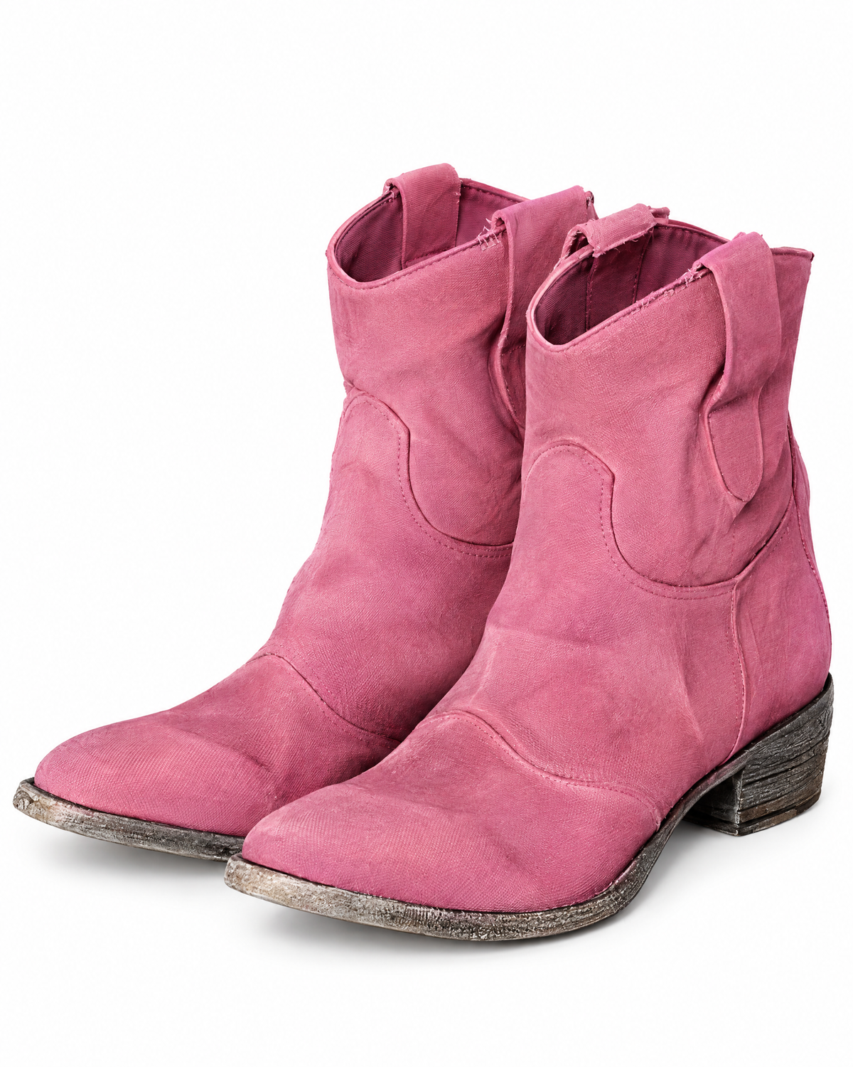 Stivaletti texani Camilla con tacco basso, colore Rosa, vista di tre quarti